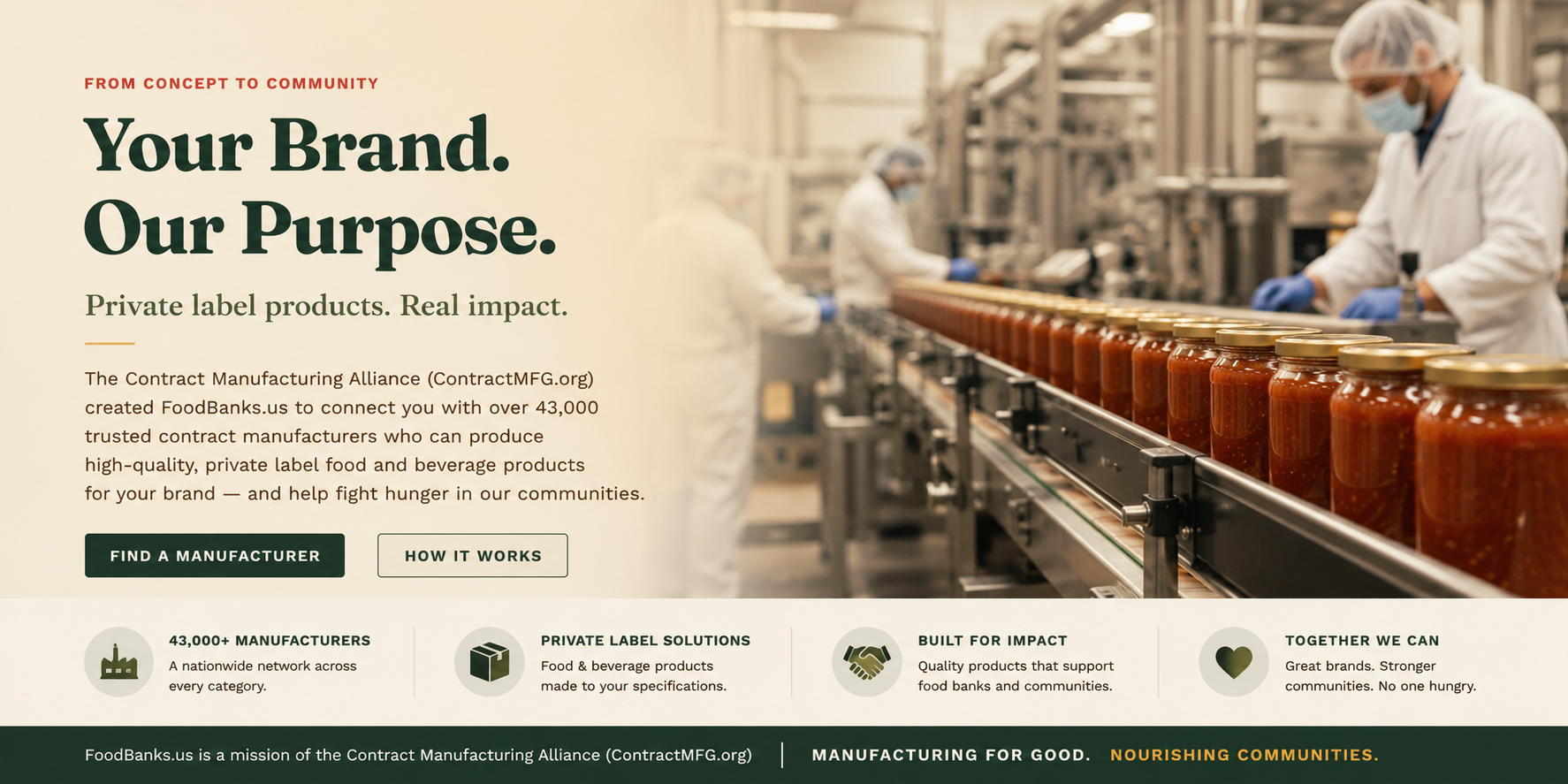FoodBanks.us private label product manufacturing banner